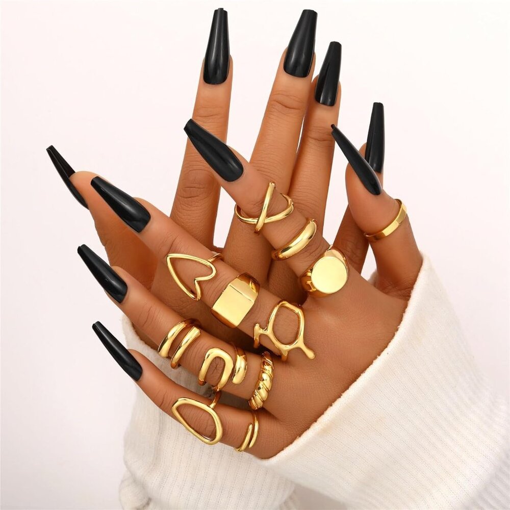 Versatile 12-Piece Gold Ring Set - Hypoallergenic… - image 6